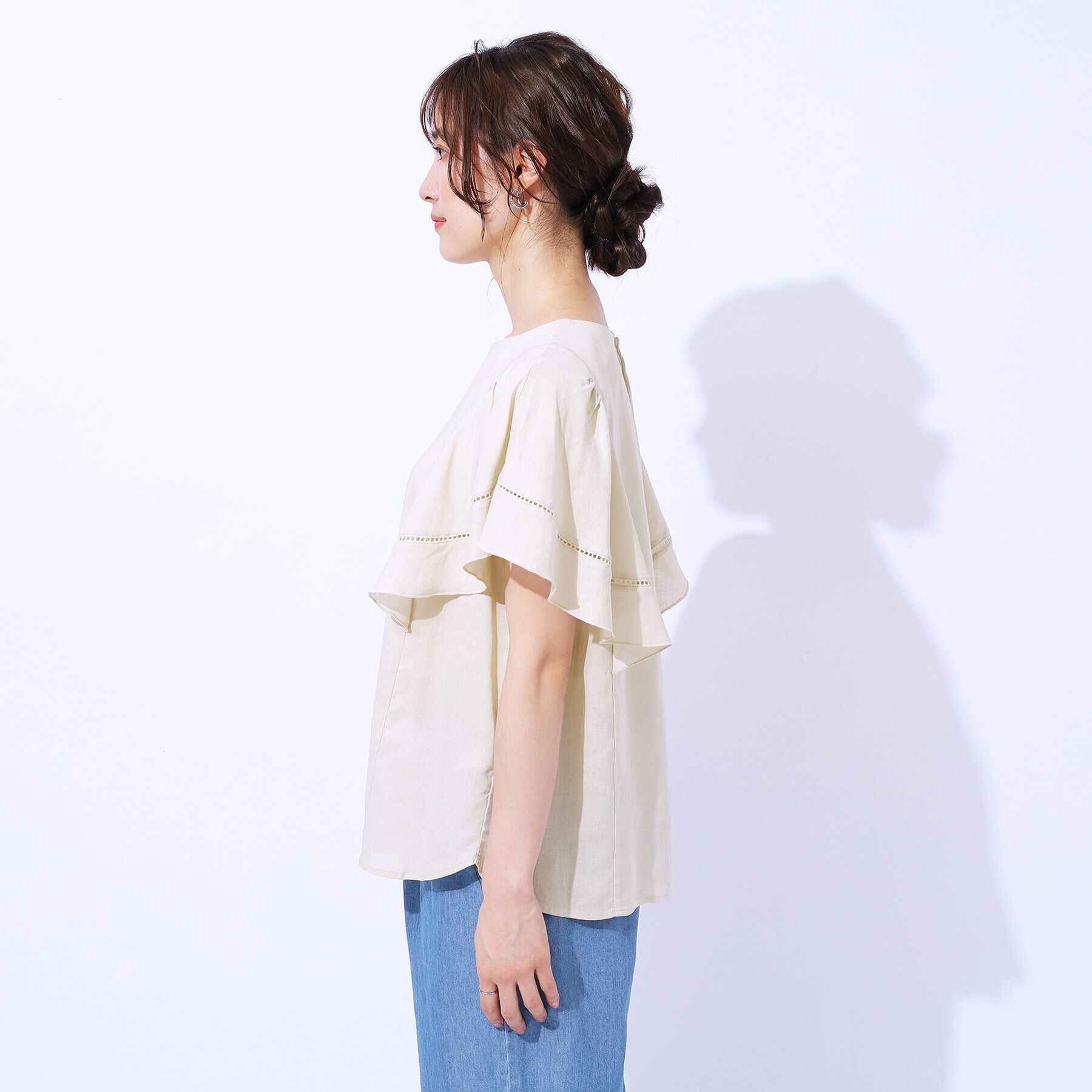 SHOO･LA･RUE「【無理せずキレイ】はしごレースお袖フレアーブラウス」|シャツ・ブラウス|