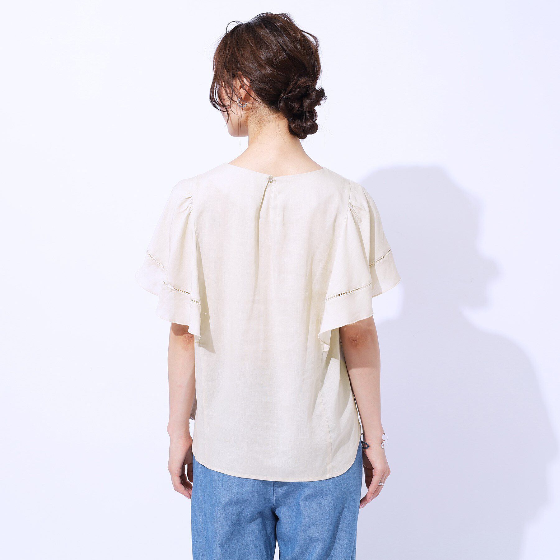 SHOO･LA･RUE「【無理せずキレイ】はしごレースお袖フレアーブラウス」|シャツ・ブラウス|