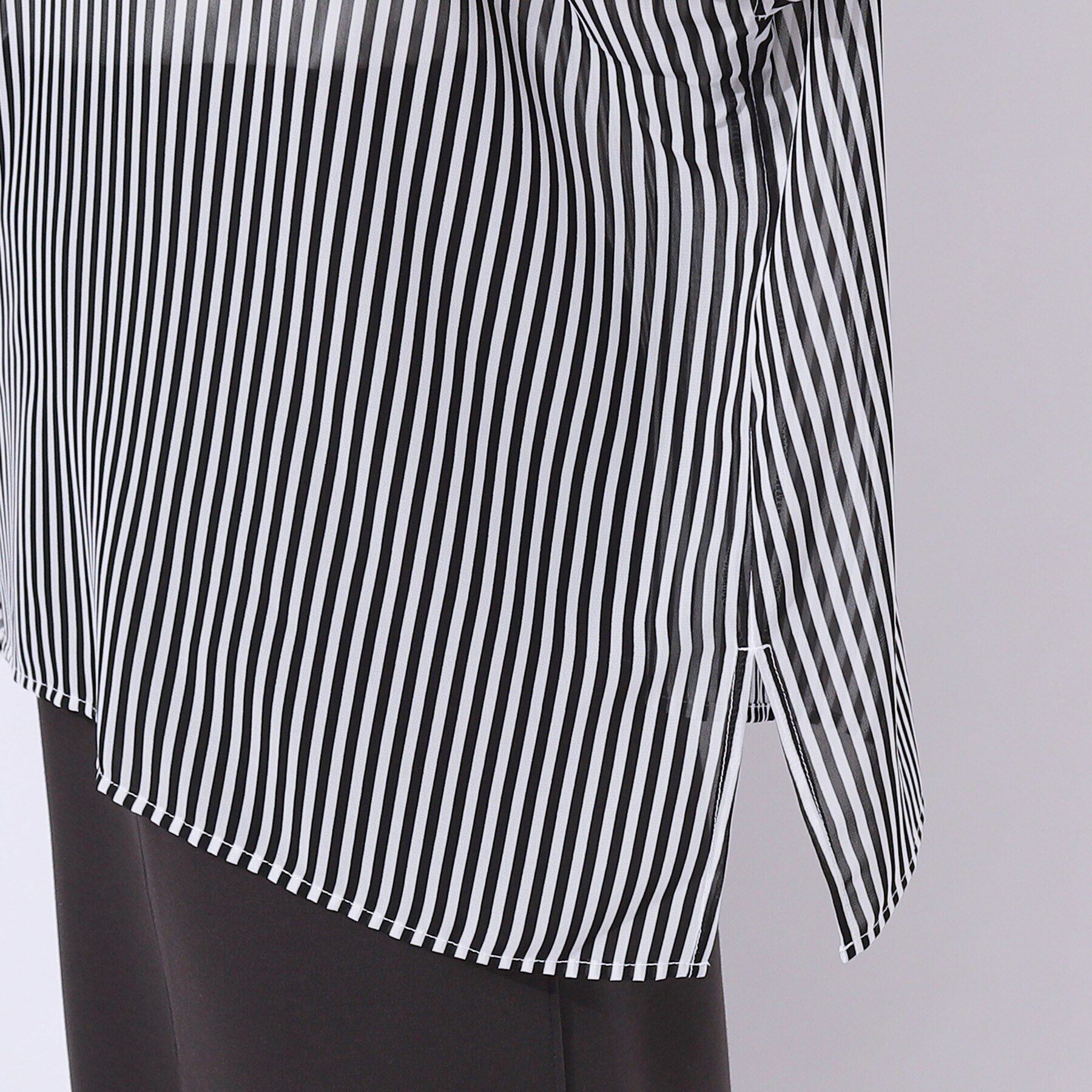 SHOO･LA･RUE「【洗える】大人っぽいシアー感 バンドカラーポンチョシャツ」|シャツ・ブラウス|