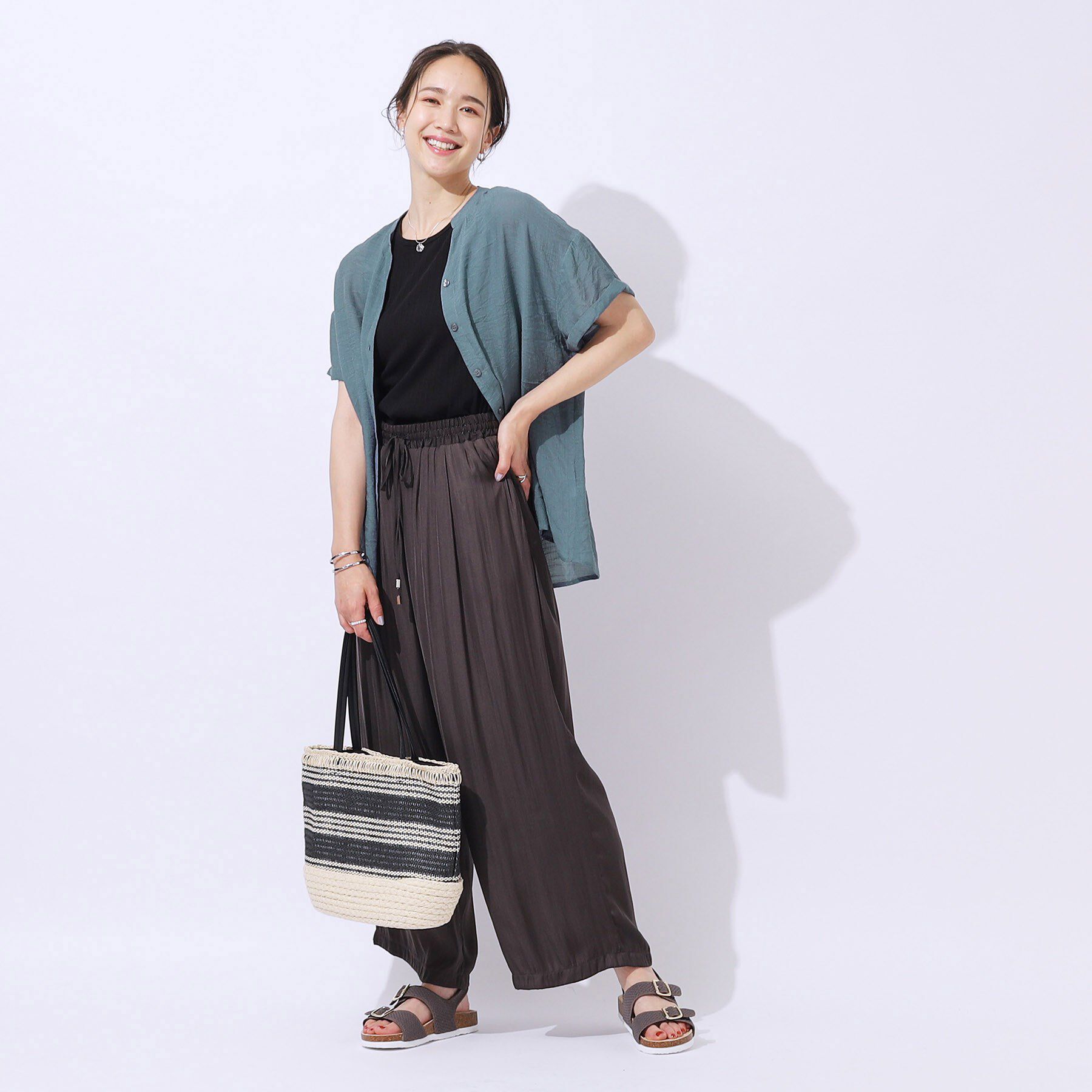 SHOO･LA･RUE「程よいルーズ感が大人見え シアースラブ前開きシャツ」|シャツ・ブラウス|