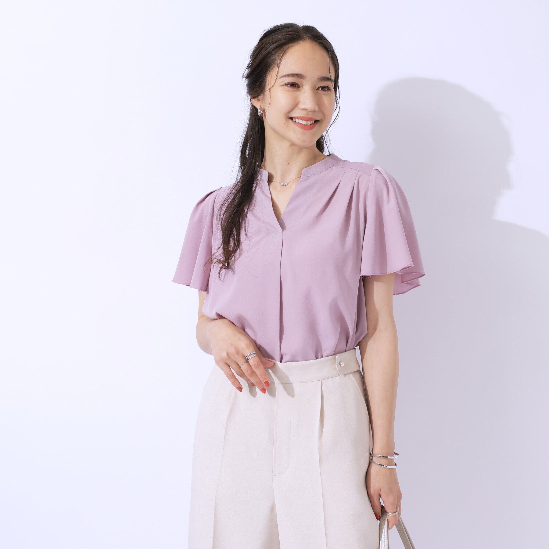 SHOO･LA･RUE「【洗える/無理せずキレイ】お袖フレア スキッパーブラウス」|シャツ・ブラウス|