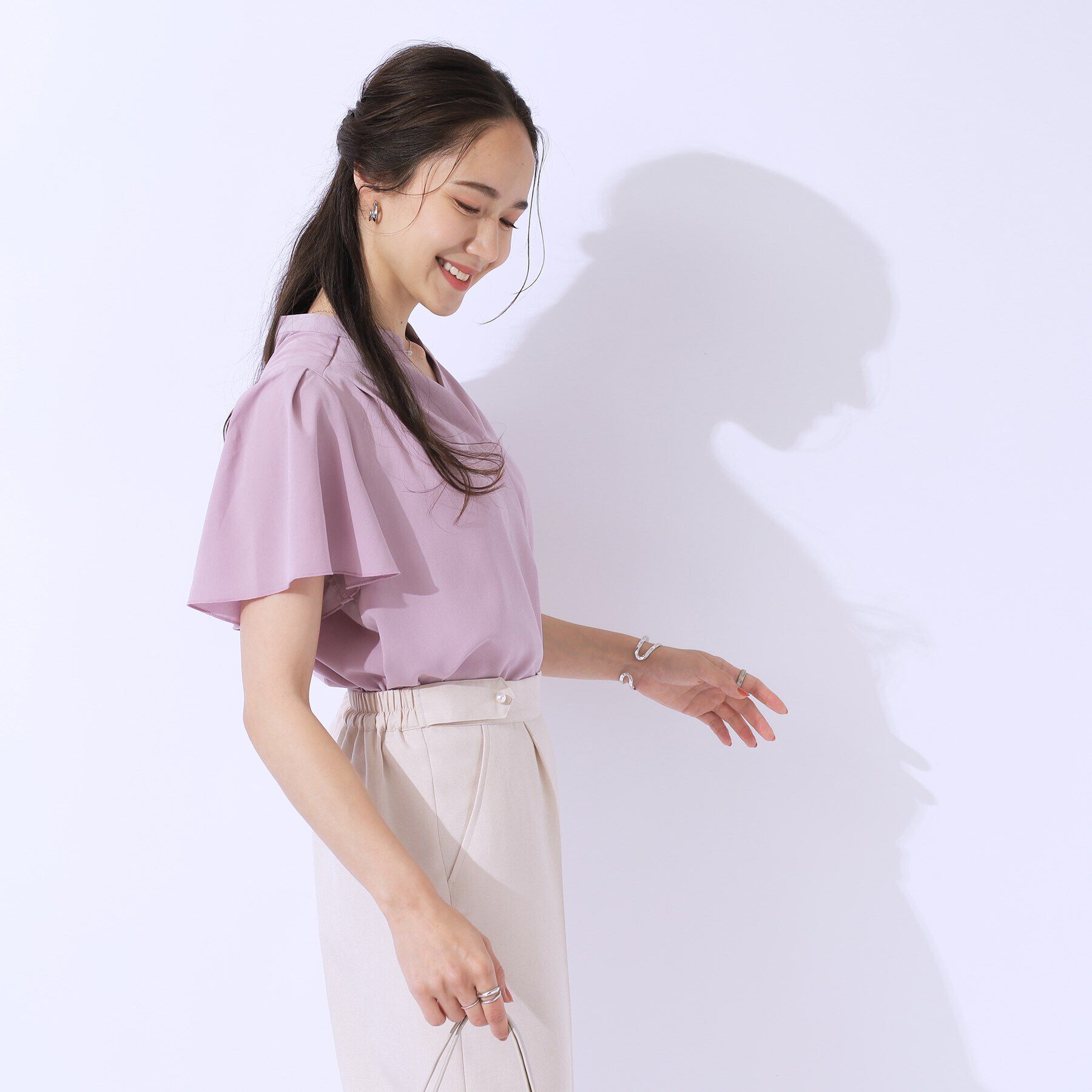 SHOO･LA･RUE「【洗える/無理せずキレイ】お袖フレア スキッパーブラウス」|シャツ・ブラウス|