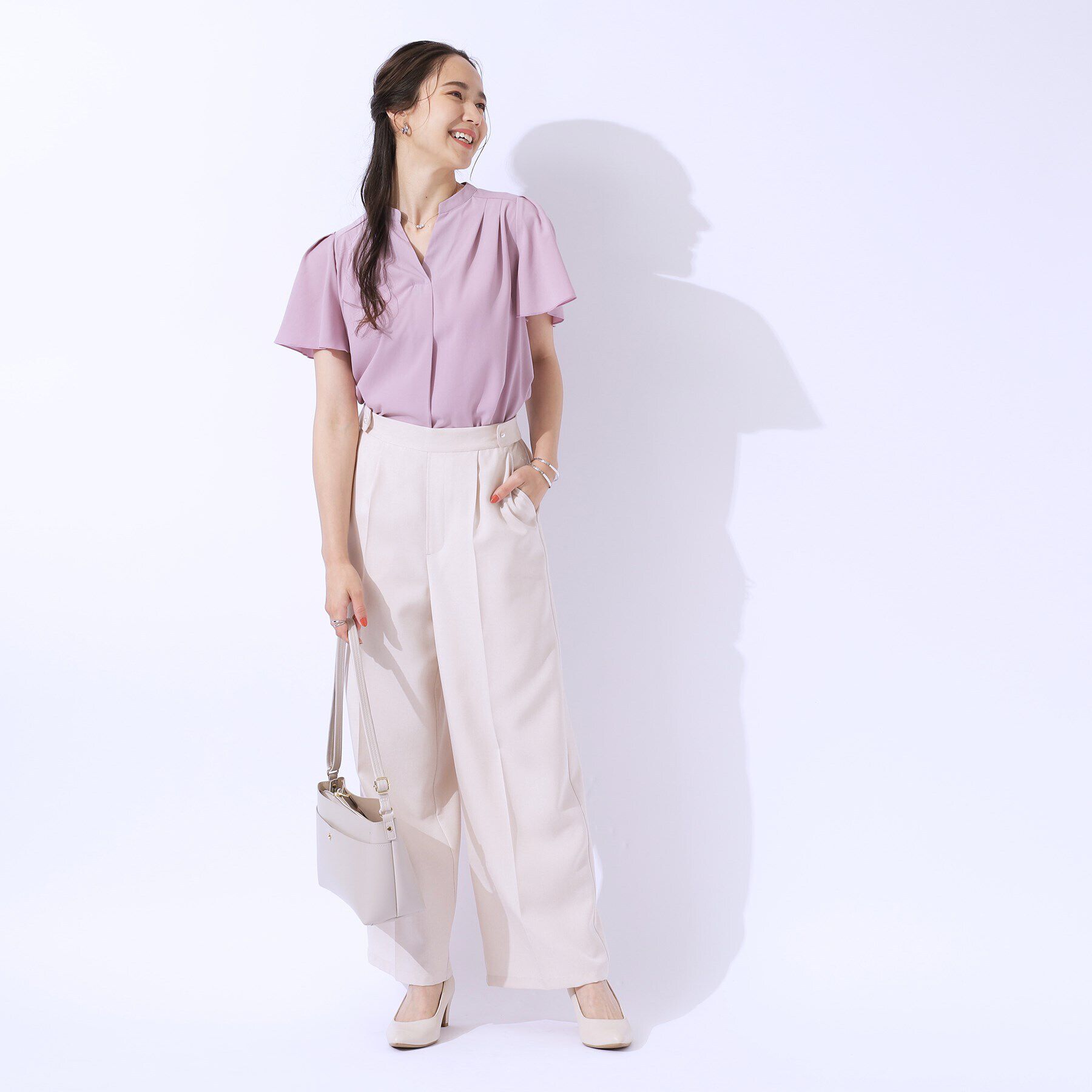 SHOO･LA･RUE「【洗える/無理せずキレイ】お袖フレア スキッパーブラウス」|シャツ・ブラウス|