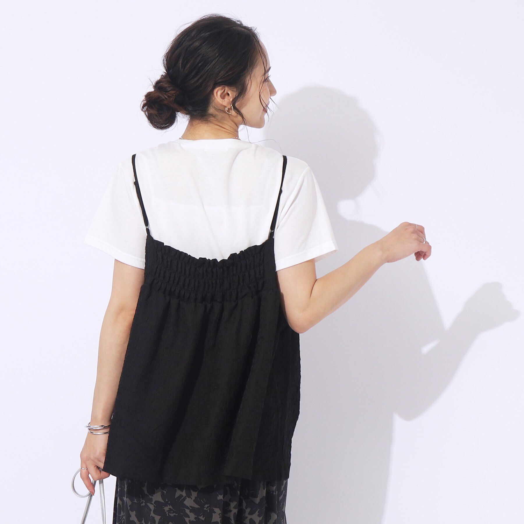 SHOO･LA･RUE「【2点セット】着回しを楽しめる ふくれジャカードキャミ＋Tシャツ」|その他|