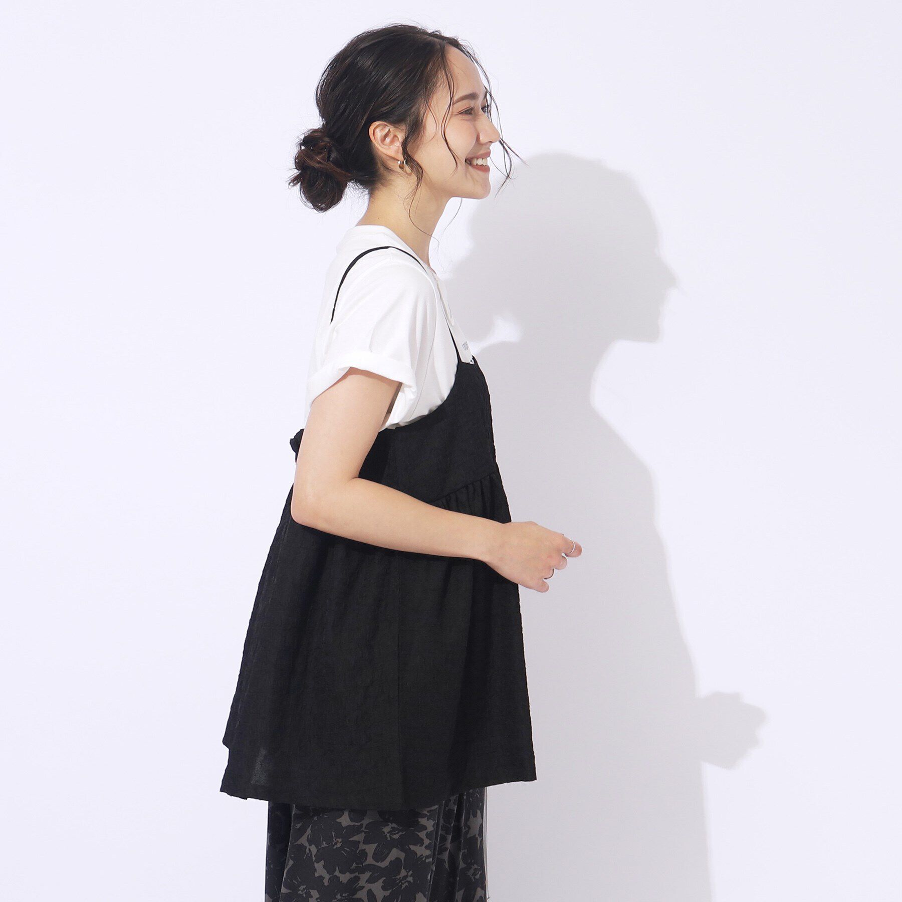 SHOO･LA･RUE「【2点セット】着回しを楽しめる ふくれジャカードキャミ＋Tシャツ」|その他|