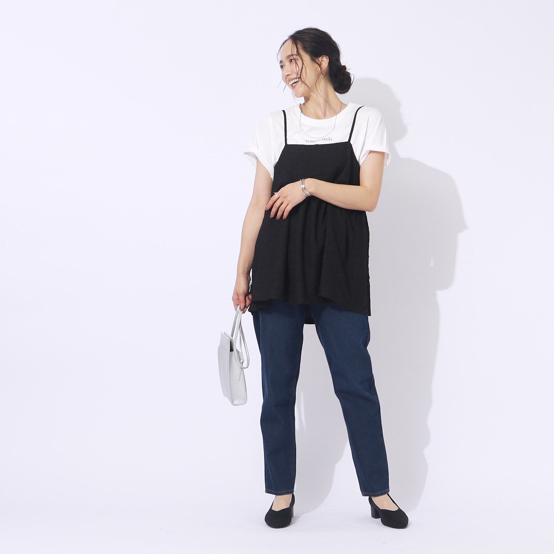 SHOO･LA･RUE「【2点セット】着回しを楽しめる ふくれジャカードキャミ＋Tシャツ」|その他|