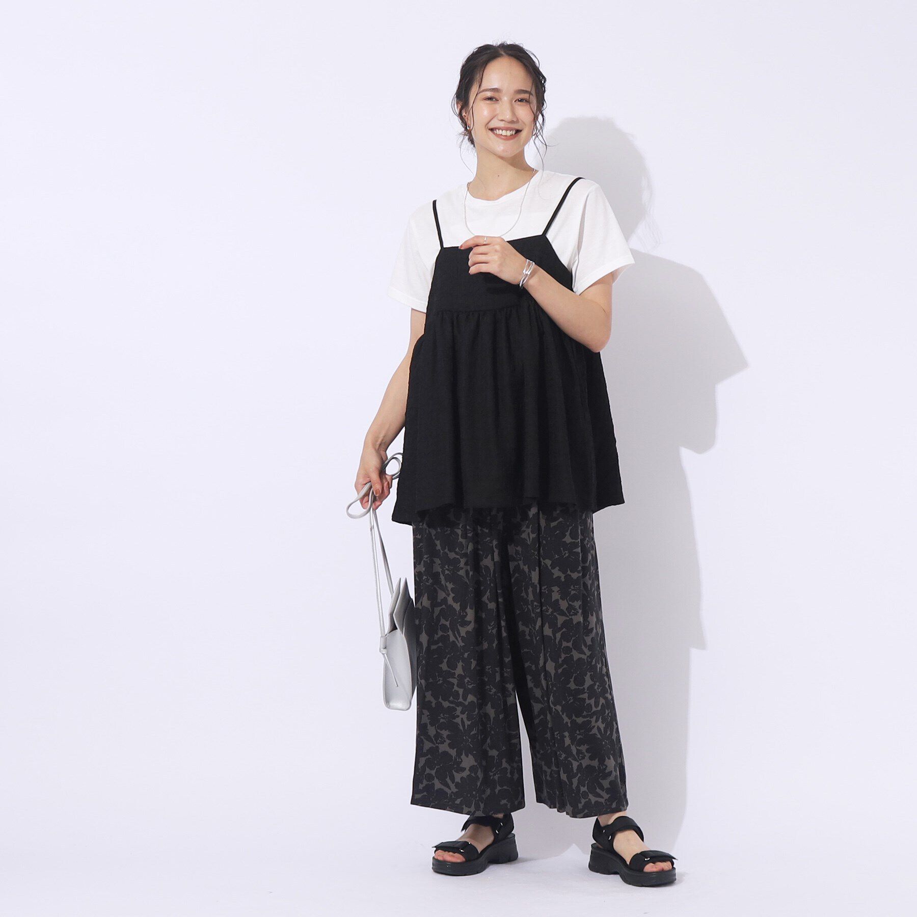 SHOO･LA･RUE「【2点セット】着回しを楽しめる ふくれジャカードキャミ＋Tシャツ」|その他|