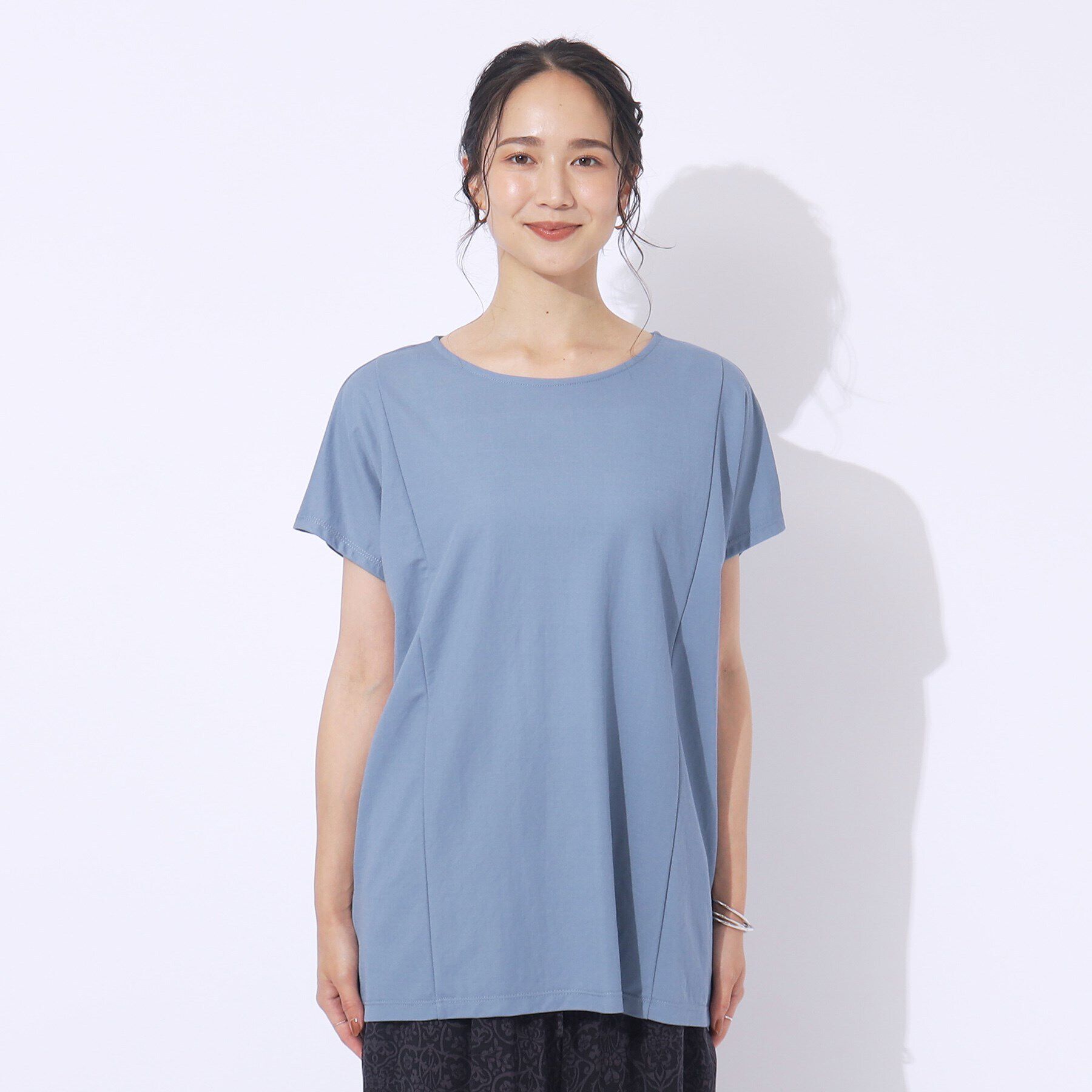 SHOO･LA･RUE「【洗える/体型カバー】上品カジュアル 切替カノコトップス」|Tシャツ・カットソー|