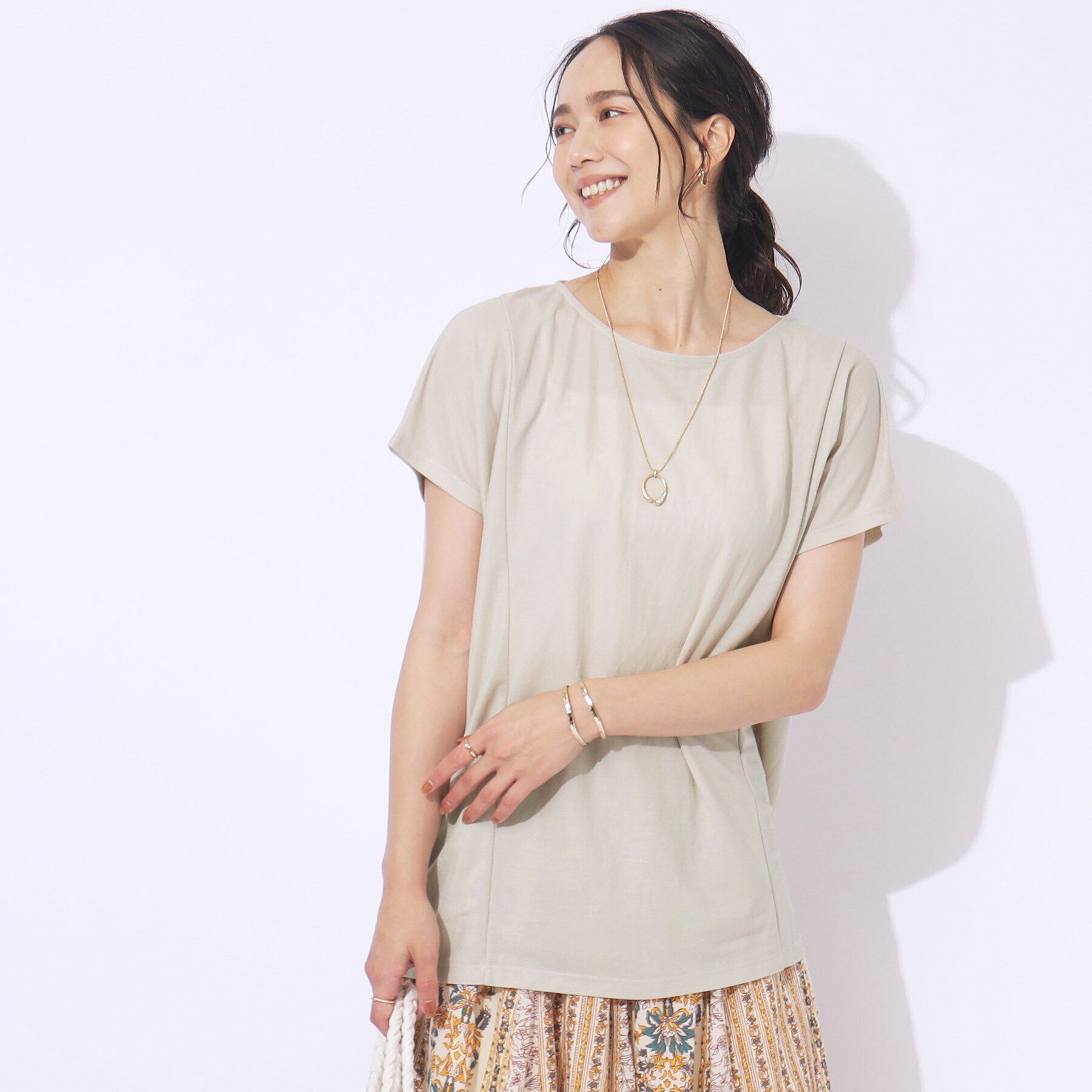 SHOO･LA･RUE「【洗える/体型カバー】上品カジュアル 切替カノコトップス」|Tシャツ・カットソー|