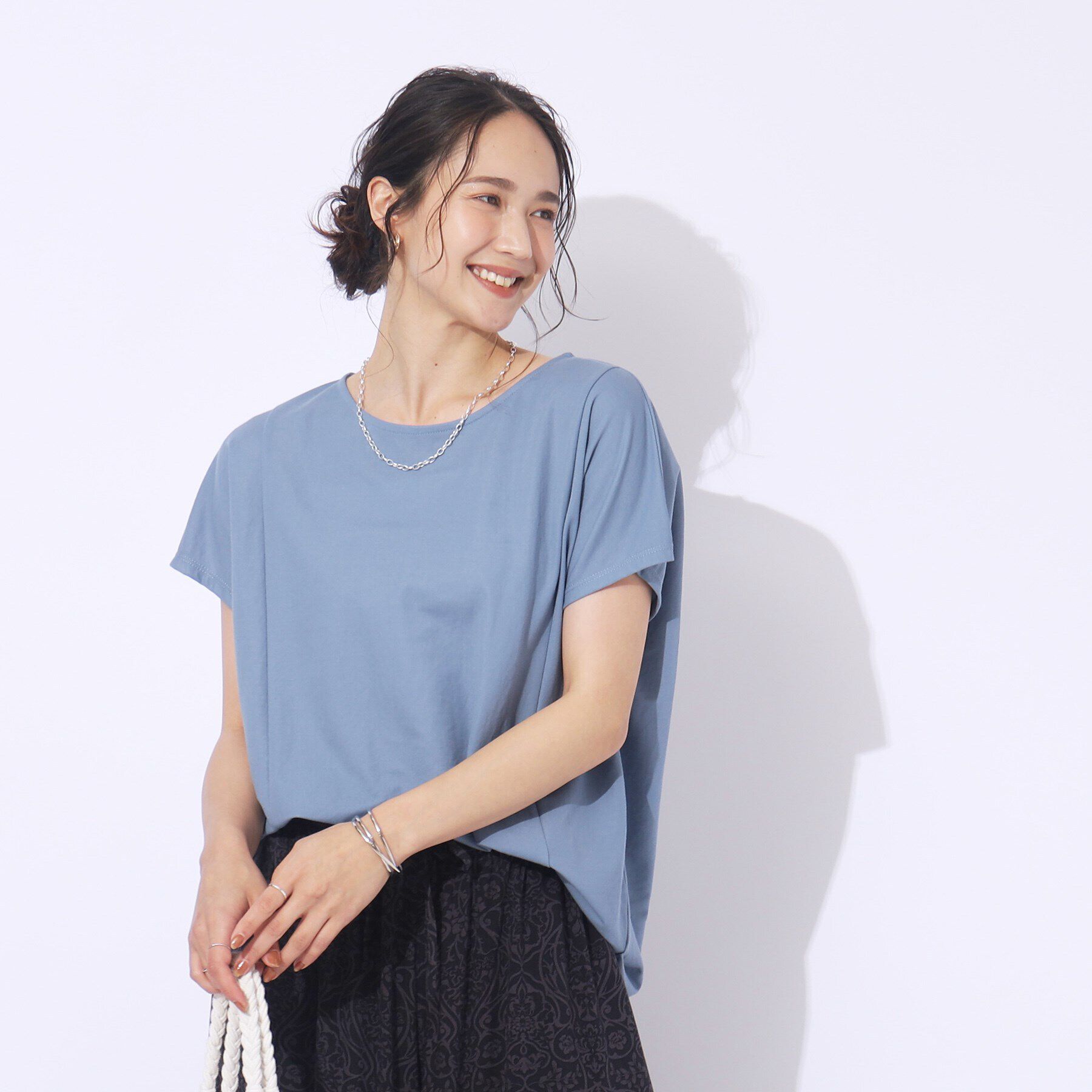 SHOO･LA･RUE「【洗える/体型カバー】上品カジュアル 切替カノコトップス」|Tシャツ・カットソー|