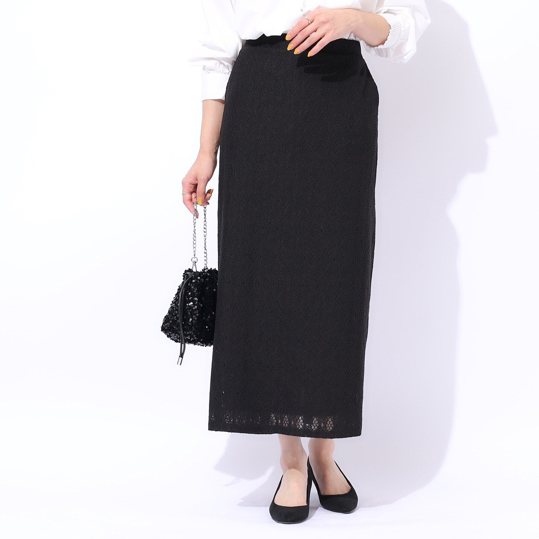 SHOO･LA･RUE「きれいめにもカジュアルにも レースナロースカート」|スカート|