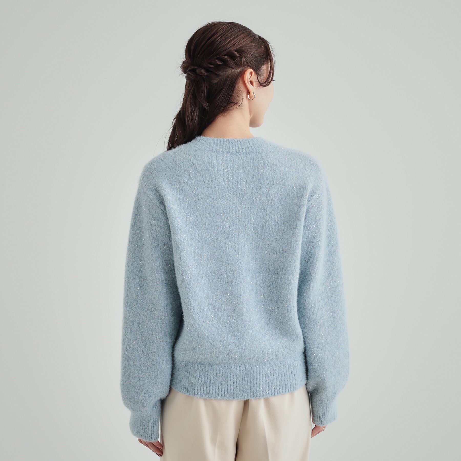 SHOO･LA･RUE「【高レビュー/S-LL】上品にキラリと華やぐ スパンコール フェザーニット」|ニット・セーター|