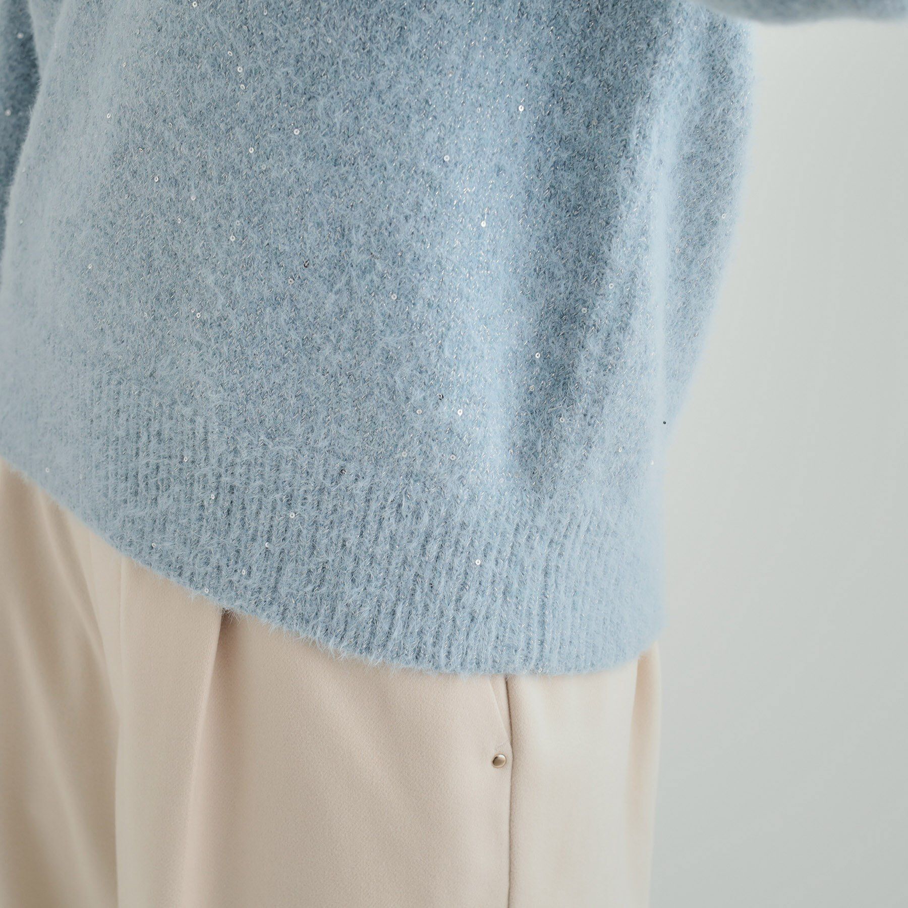 SHOO･LA･RUE「【高レビュー/S-LL】上品にキラリと華やぐ スパンコール フェザーニット」|ニット・セーター|