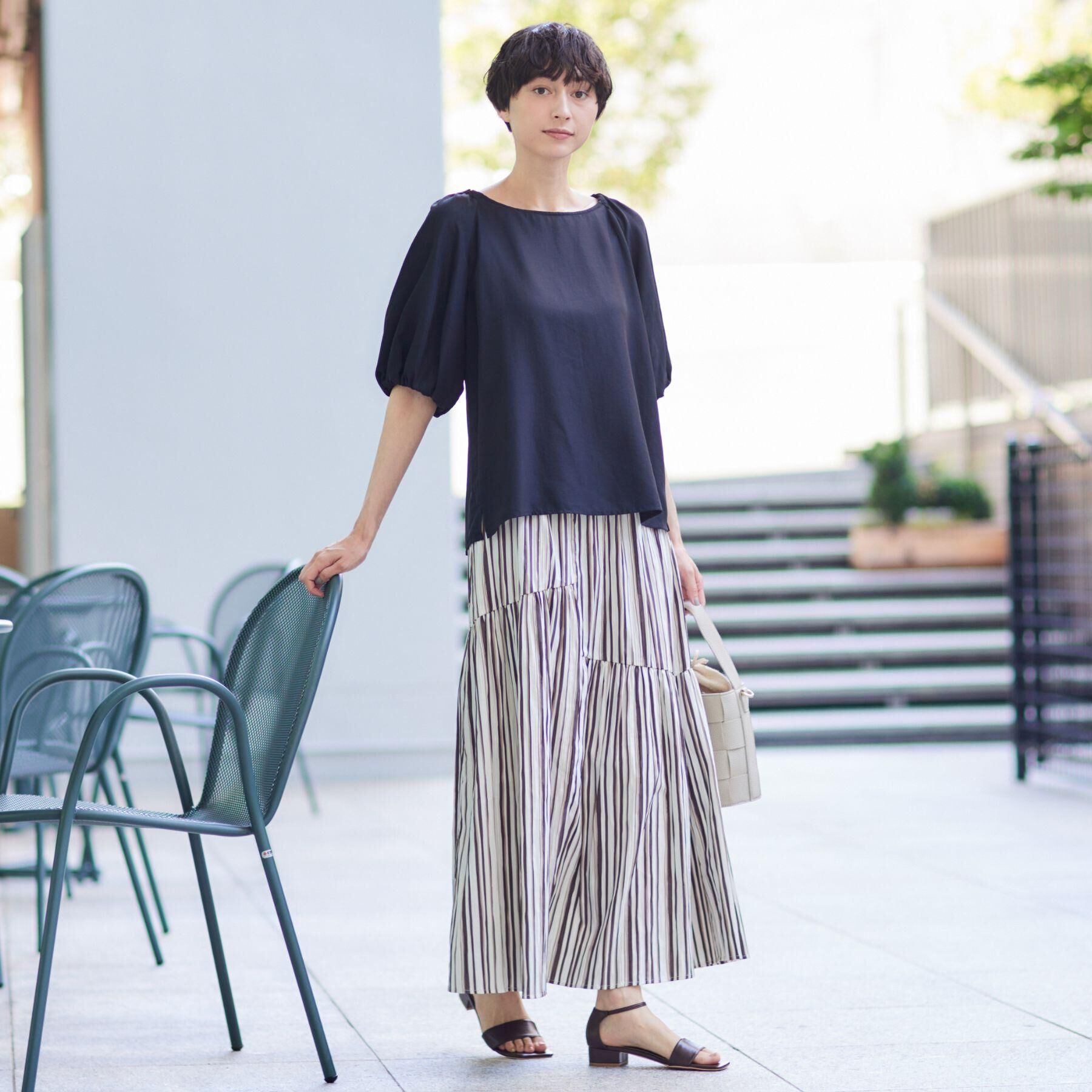 Dessin「【洗える】バッグギャザー入り五分袖ボリュームブラウス」|シャツ・ブラウス|