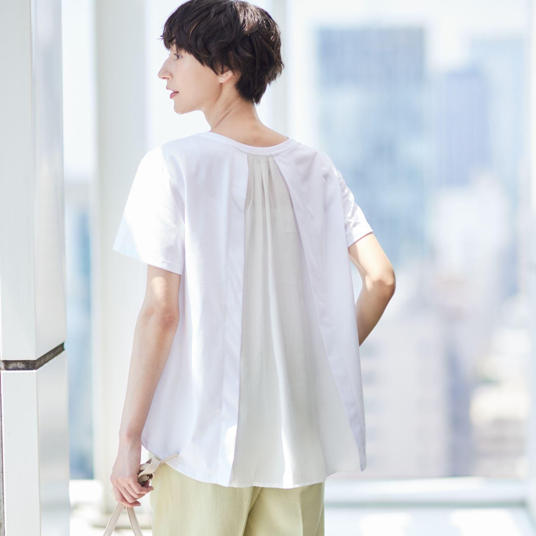 Dessin「【洗える】バックプリーツデザインカットソー」|Tシャツ・カットソー|ホワイト(002)