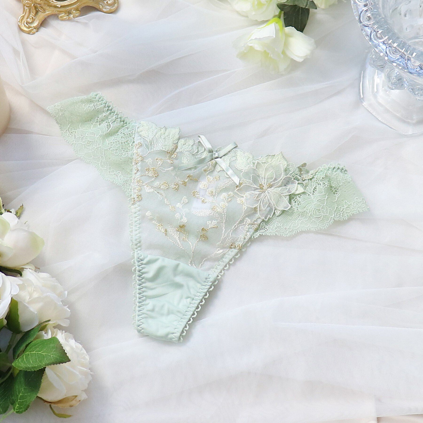 Risa Magli「ロマーヌ Tバックショーツ」|インナー|ミント(020)