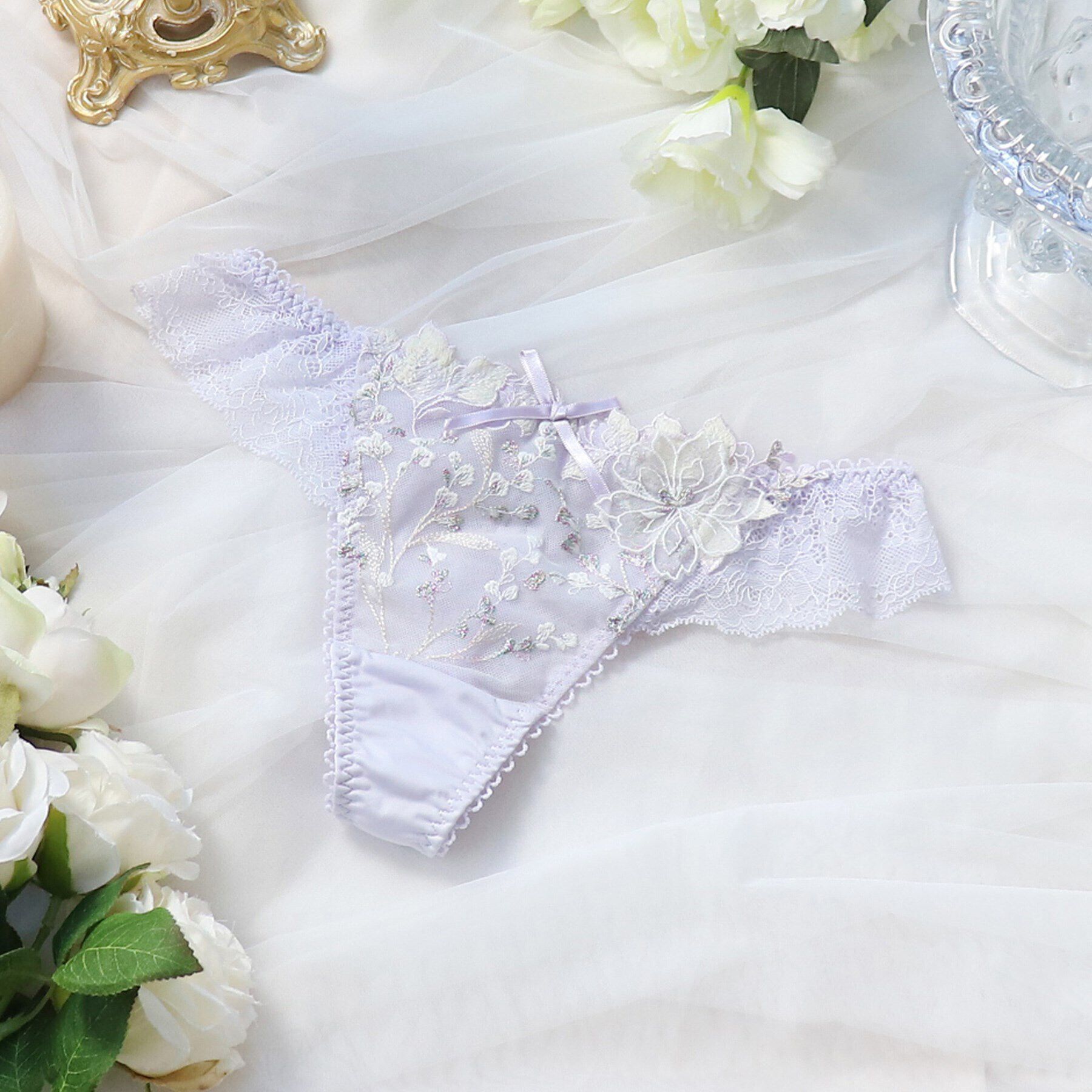 Risa Magli「ロマーヌ Tバックショーツ」|インナー|パープル(080)