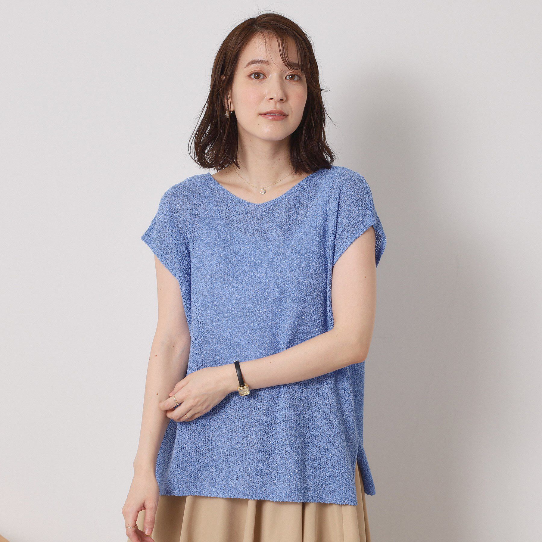 ITS&rsquo;DEMO「【手洗い可】ブークレラメフレンチニット」|ニット・セーター|ブルー(092)