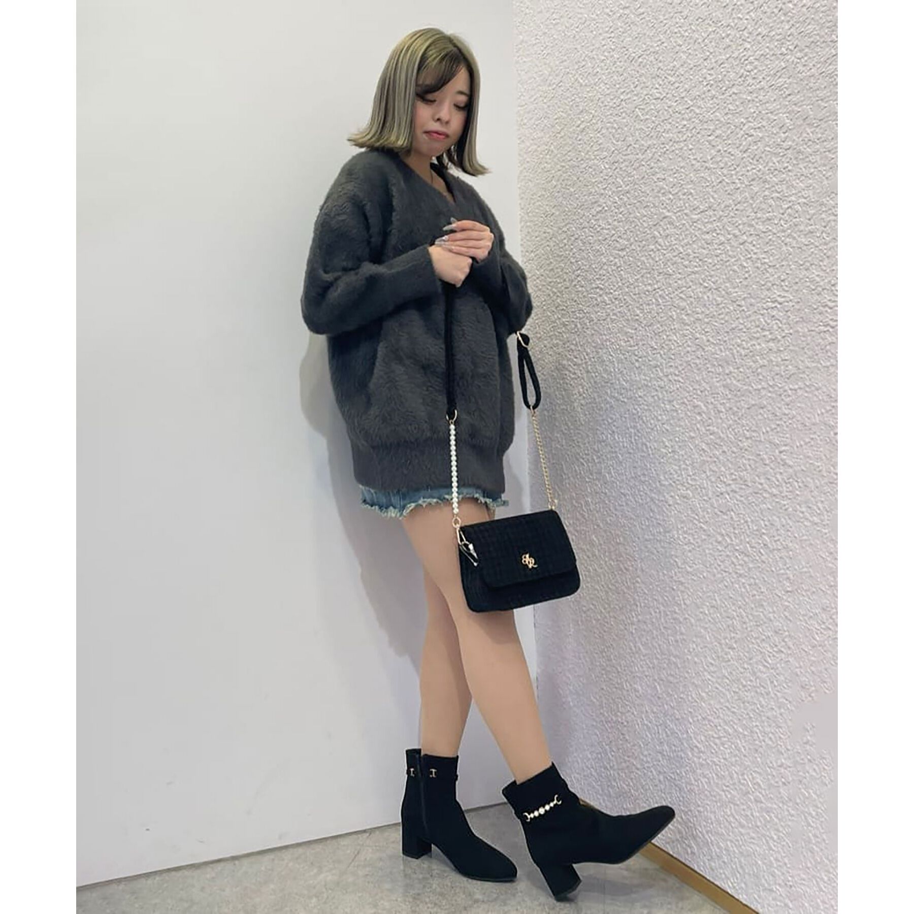 ESPERANZA「アーモンドトゥサイドフェイクパールショートブーツ」|ショートブーツ|