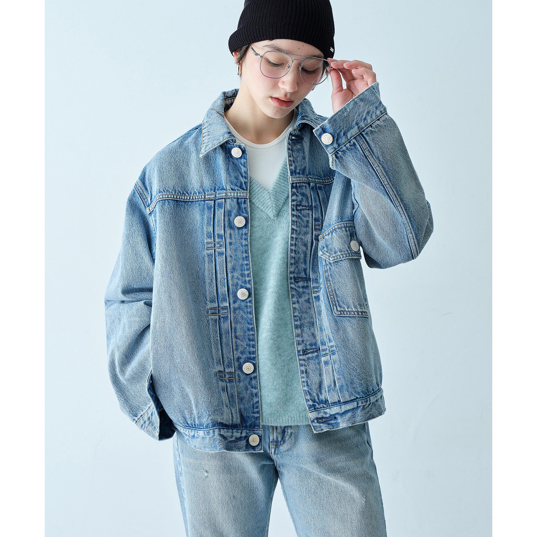 CODE A「NEEDBY vintage｜FUJI」|デニムジャケット|サックスブルー(09