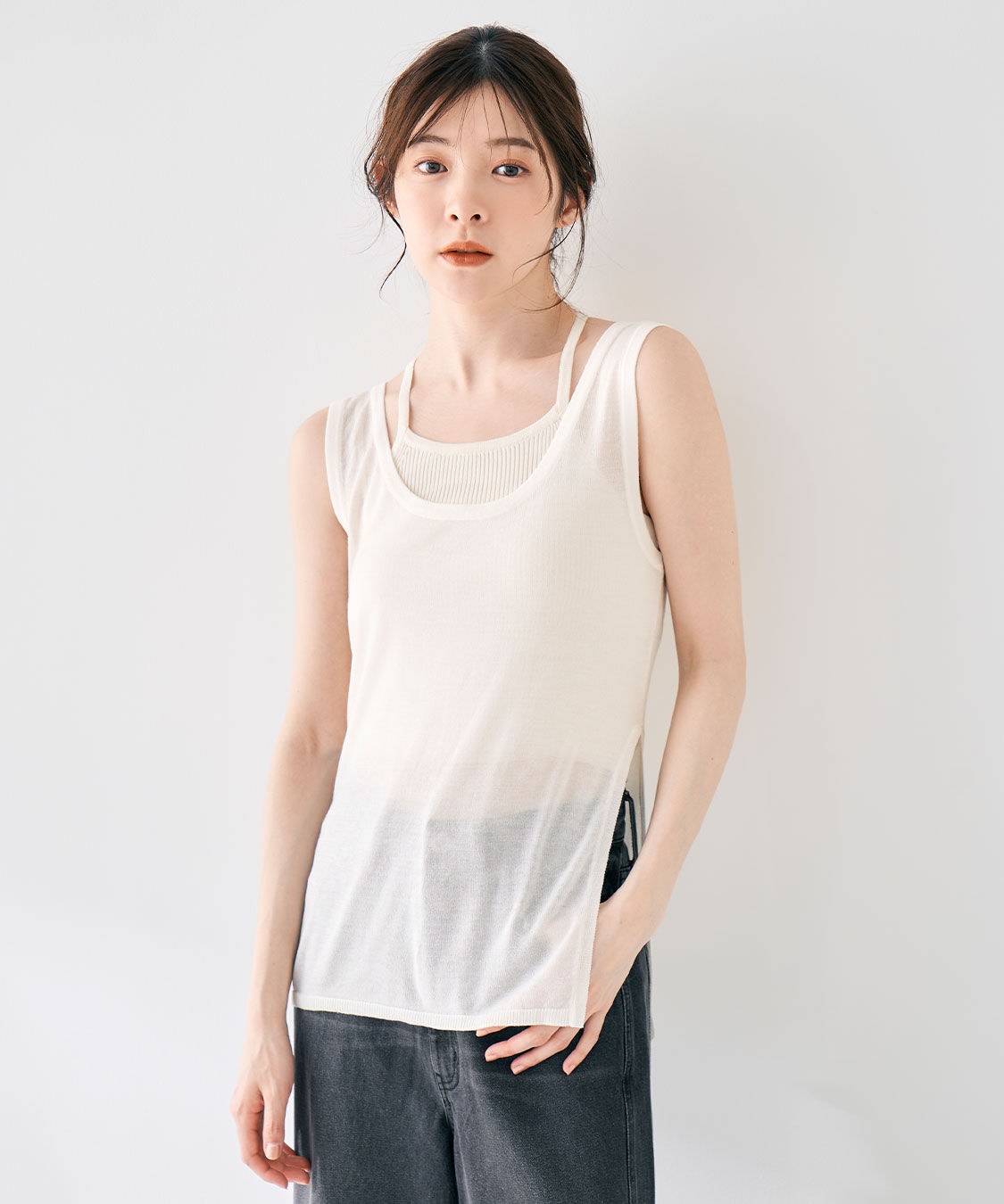 COCO DEAL「アメスリキャミ&times;タンクレイヤードニット」|ニット・セーター|