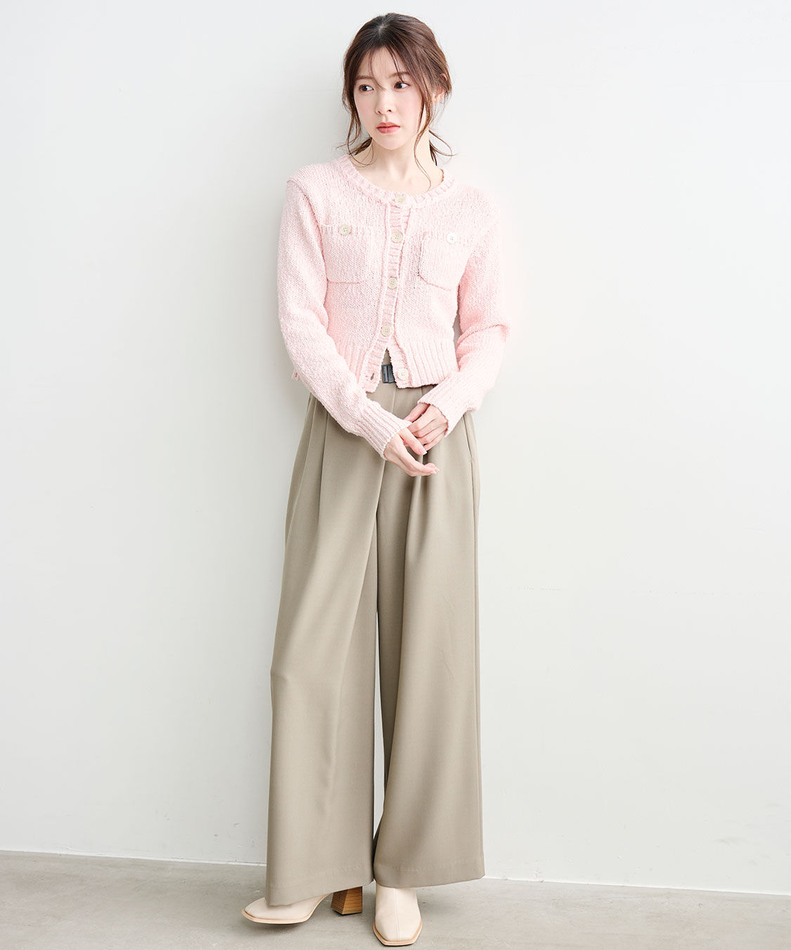 COCO DEAL「ベルトディテールアシメワイドパンツ」|スラックス|