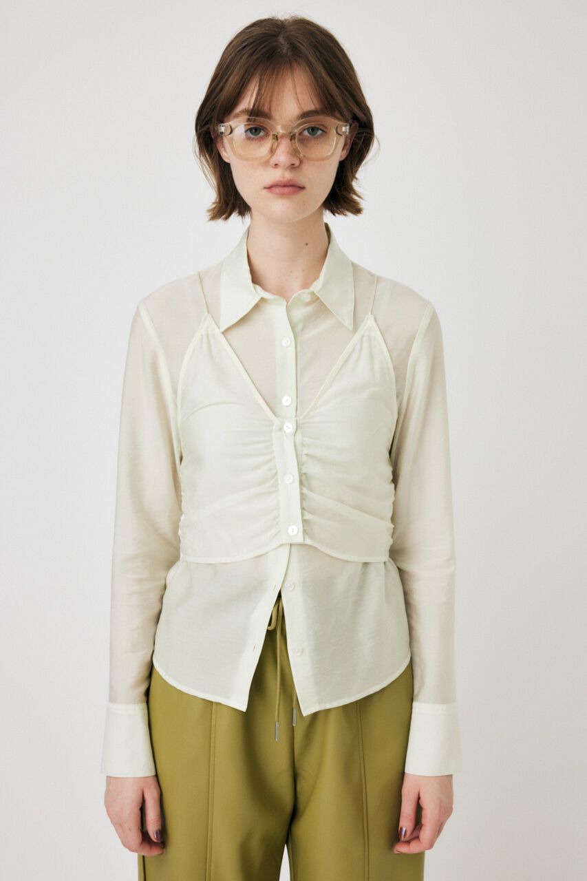 MOUSSY「DIAGONAL CHECK SHEER ブラウス」|シャツ・ブラウス|O/WHT1