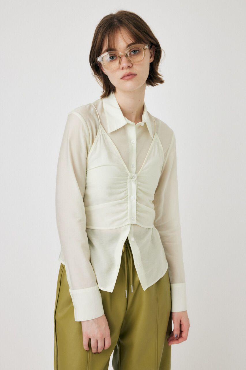 MOUSSY「DIAGONAL CHECK SHEER ブラウス」|シャツ・ブラウス|