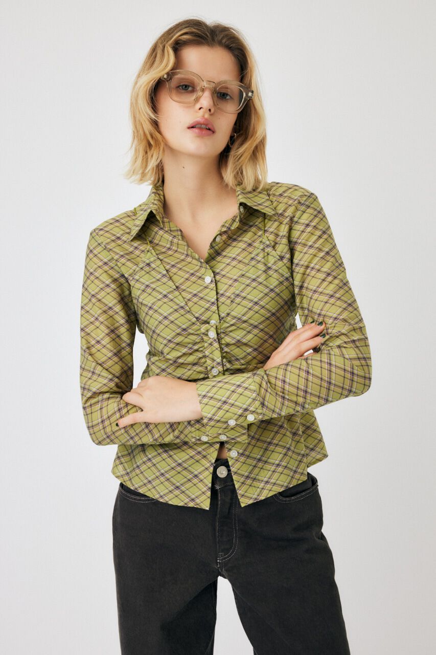 MOUSSY「DIAGONAL CHECK SHEER ブラウス」|シャツ・ブラウス|