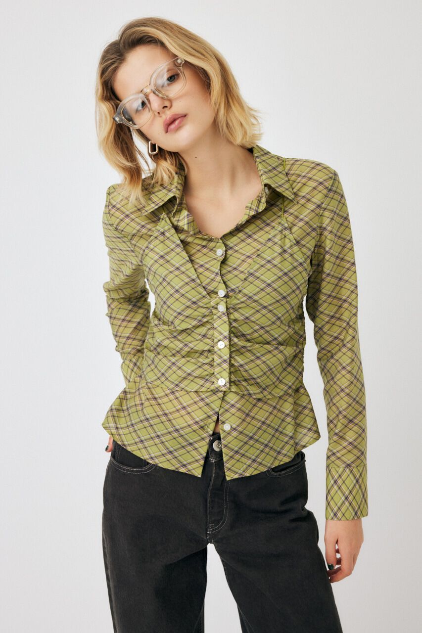 MOUSSY「DIAGONAL CHECK SHEER ブラウス」|シャツ・ブラウス|