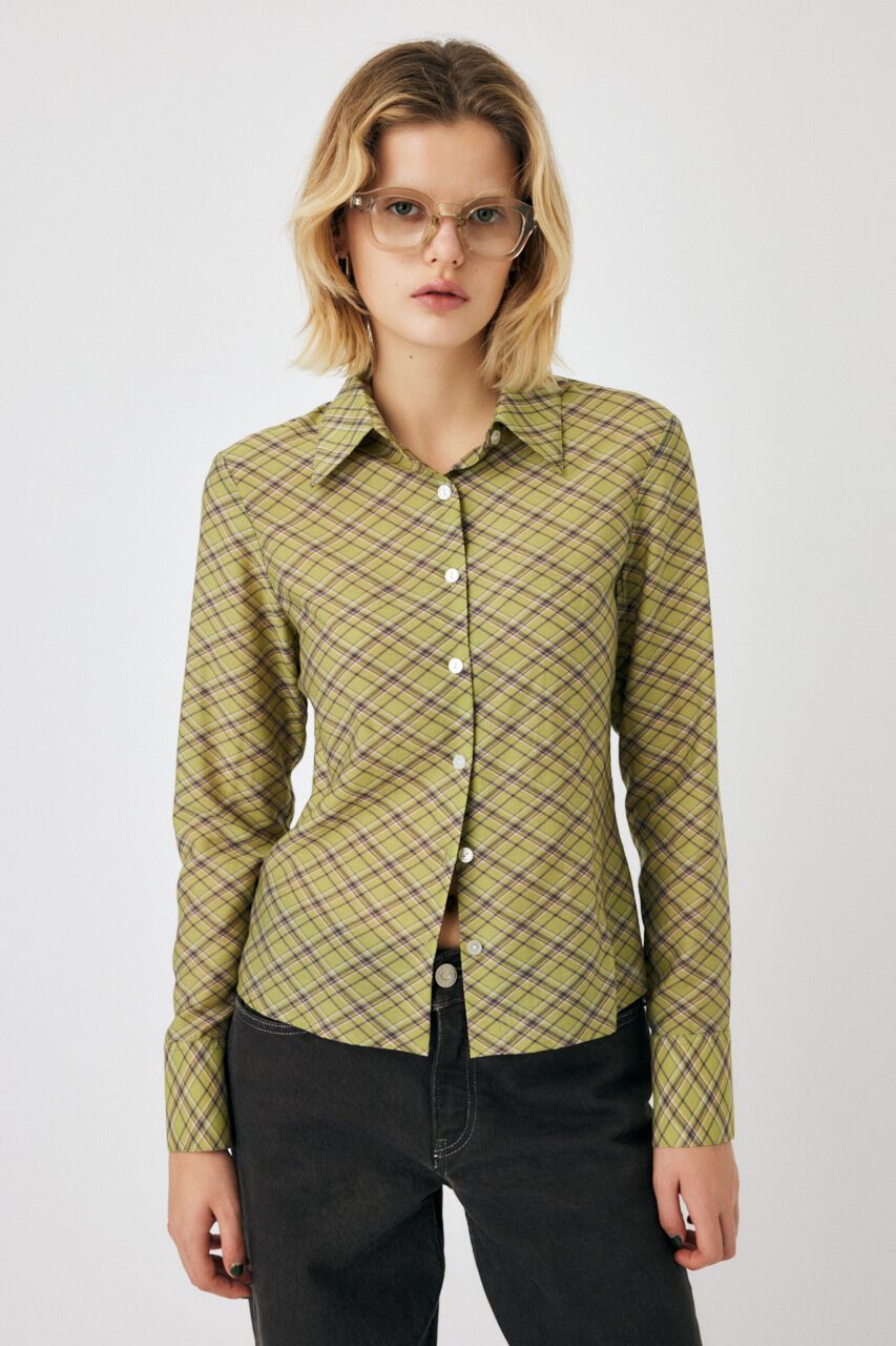 MOUSSY「DIAGONAL CHECK SHEER ブラウス」|シャツ・ブラウス|