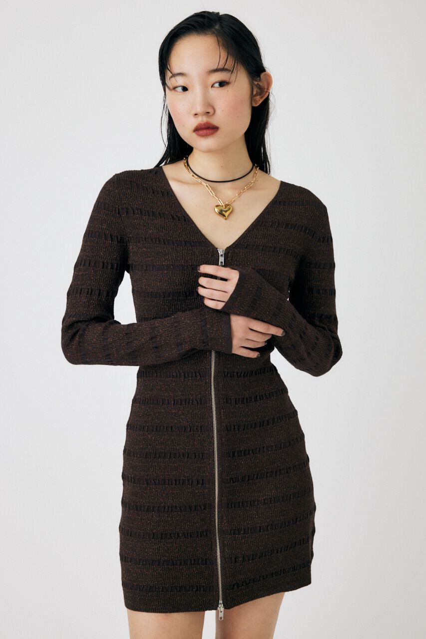 MOUSSY「OPEN STITCH KNIT MINI ドレス」|ワンピース|