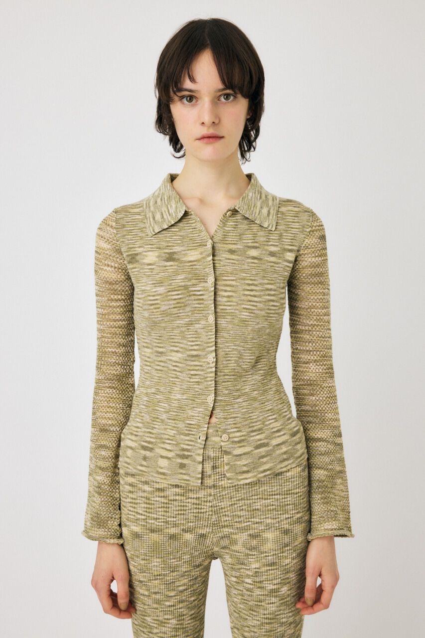 MOUSSY「MULTI BORDER ニットシャツ」|シャツ・ブラウス|