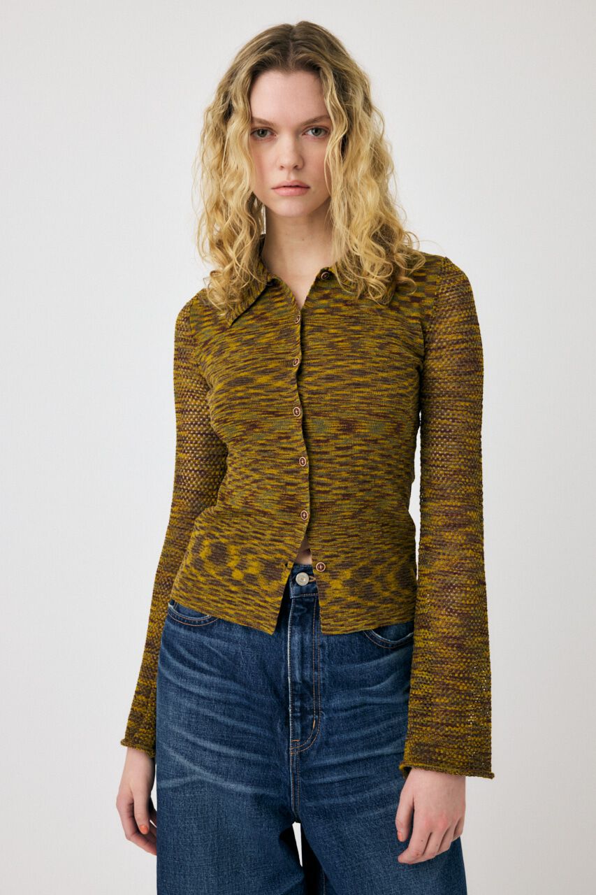 MOUSSY「MULTI BORDER ニットシャツ」|シャツ・ブラウス|YEL