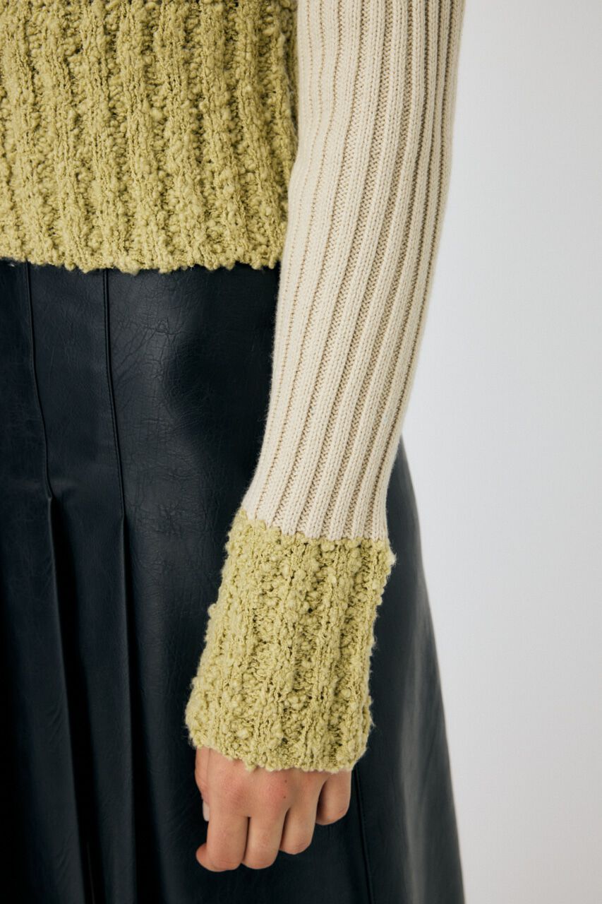 MOUSSY「MIX PATTERN ZIP UP POLO カーディガン」|ニット・セーター|