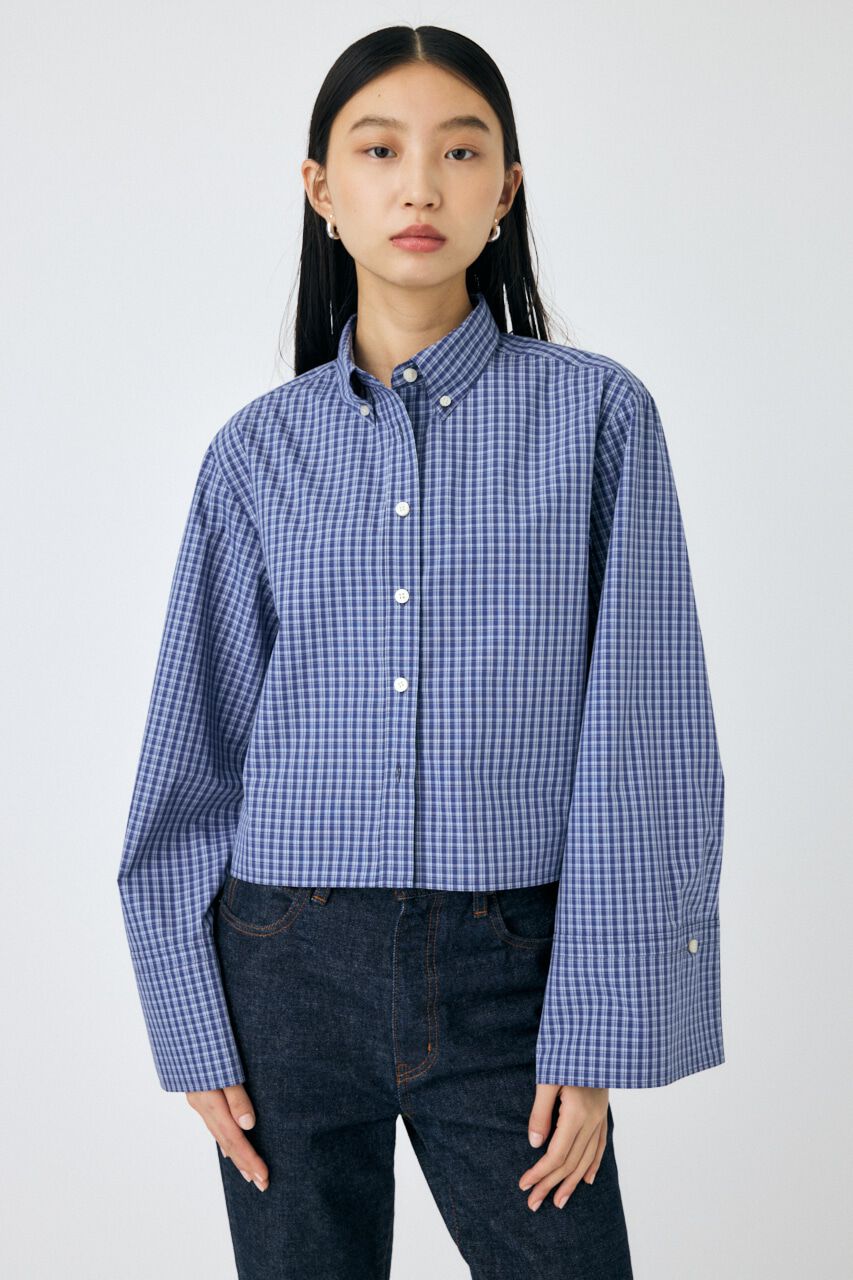 MOUSSY「WIDE SLEEVE PLAID シャツ」|シャツ・ブラウス|BLU