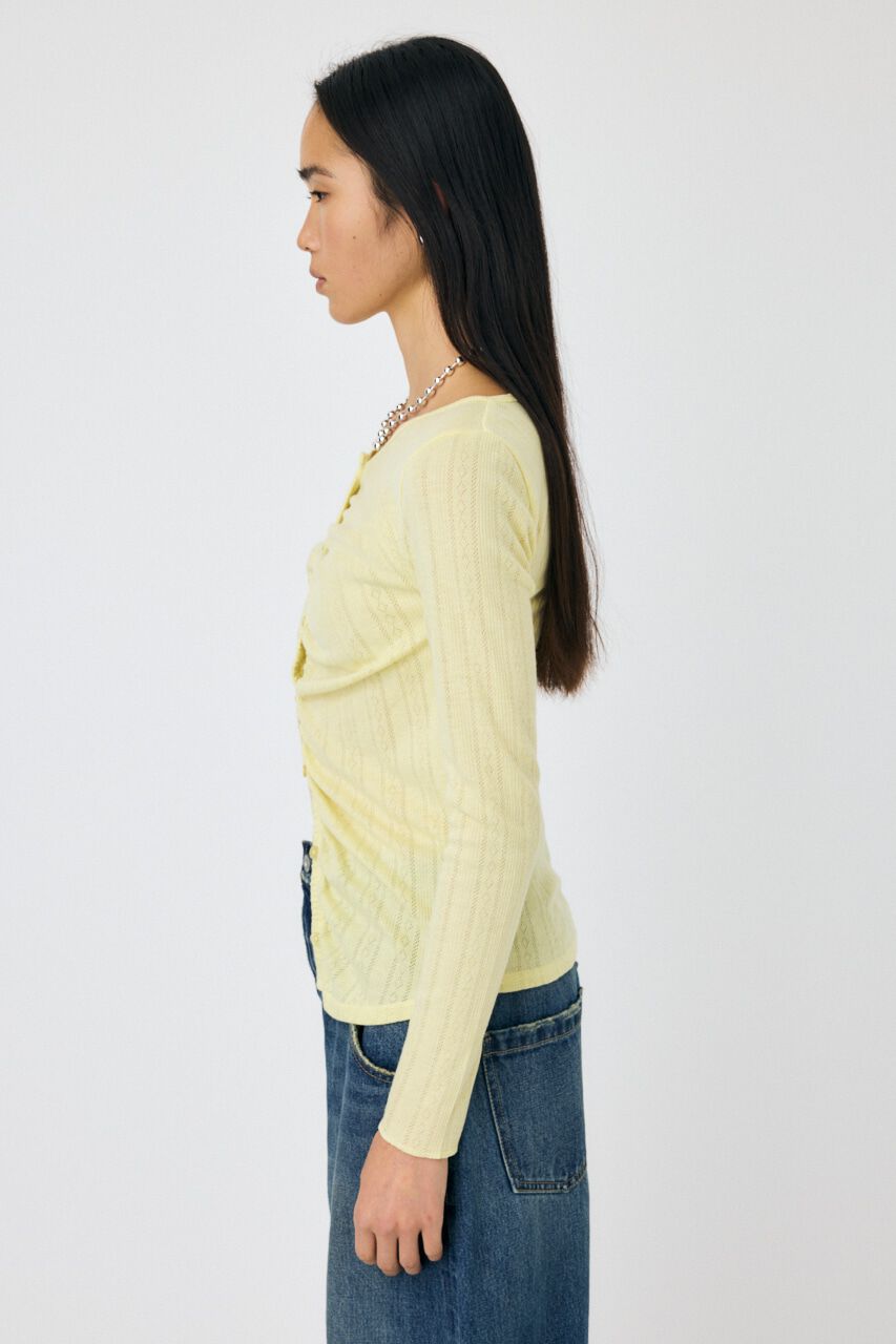 MOUSSY「POINTELLE GATHER カーディガン」|Tシャツ・カットソー|