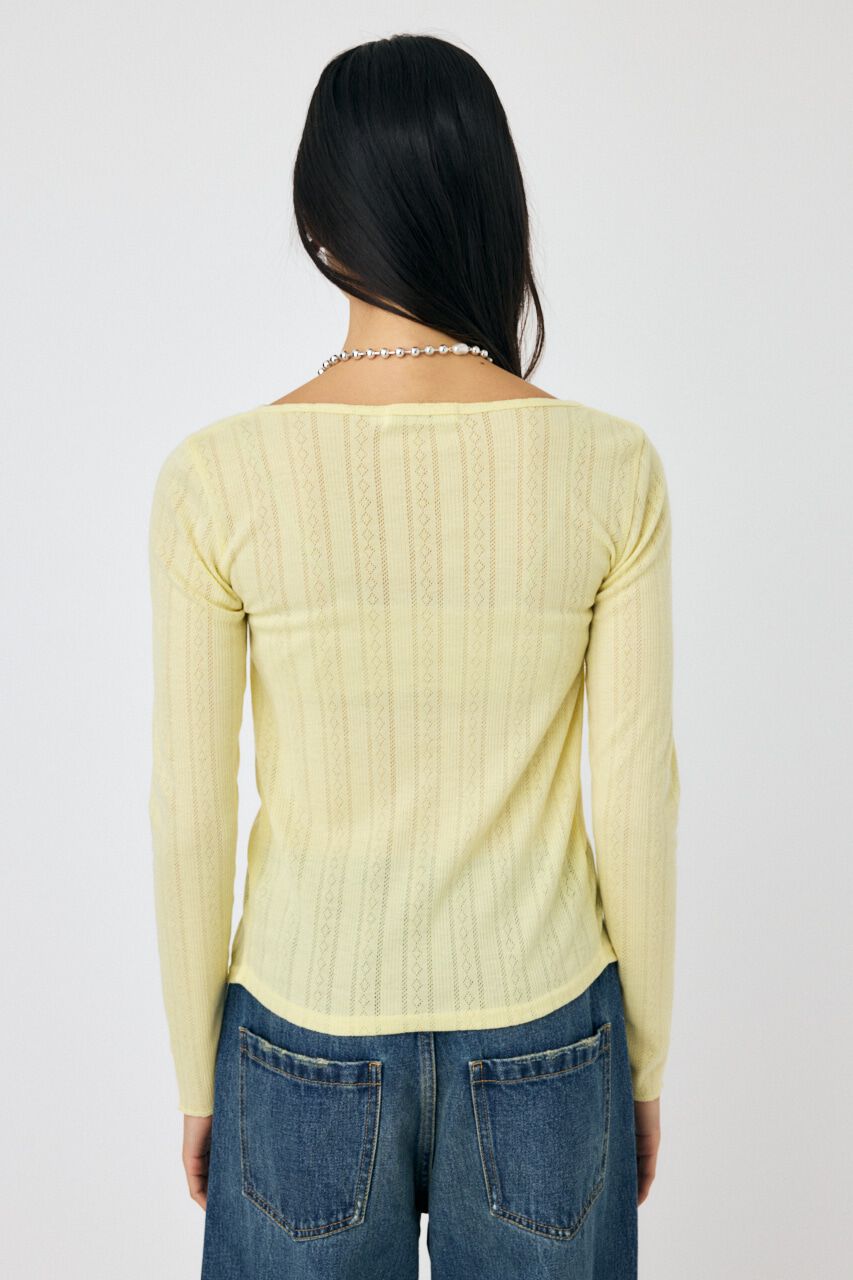 MOUSSY「POINTELLE GATHER カーディガン」|Tシャツ・カットソー|