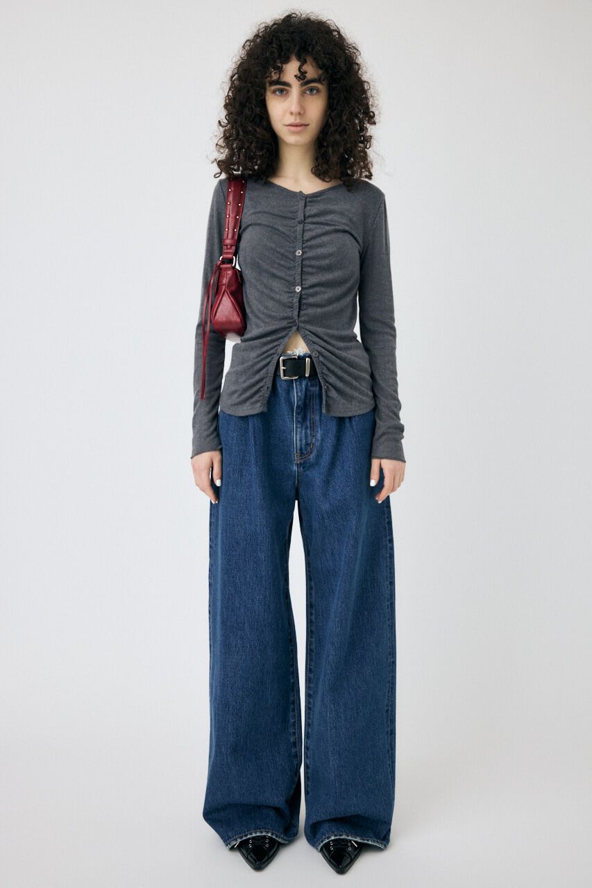 MOUSSY「POINTELLE GATHER カーディガン」|Tシャツ・カットソー|