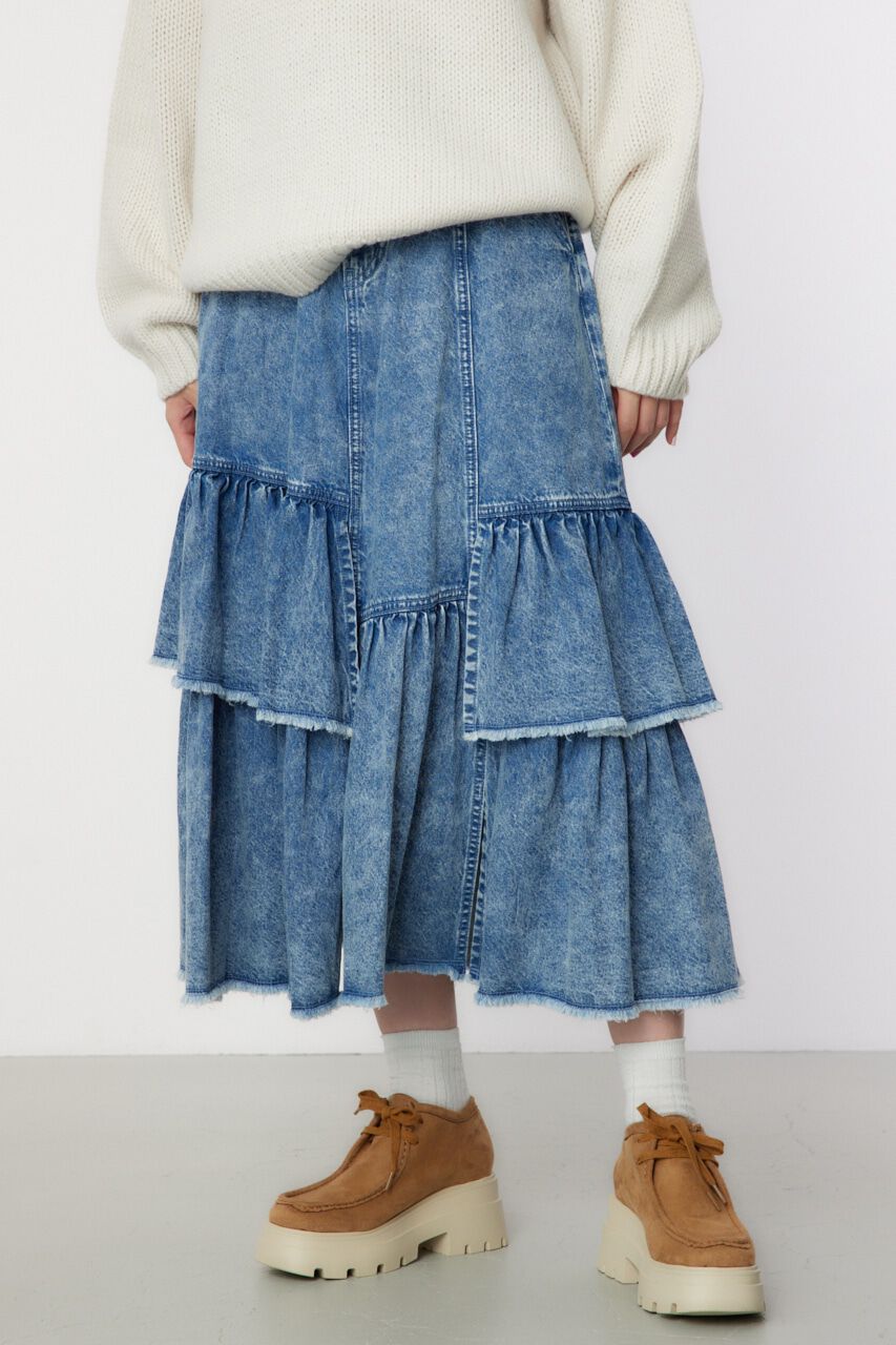 RODEO CROWNS「CHEMICAL DENIM TIERED SK」|スカート|BLU