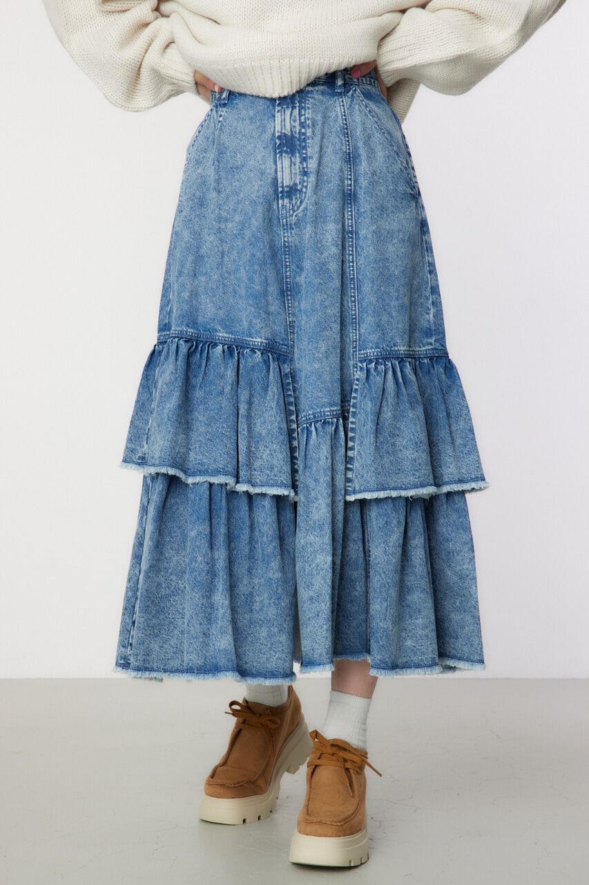 RODEO CROWNS「CHEMICAL DENIM TIERED SK」|スカート|