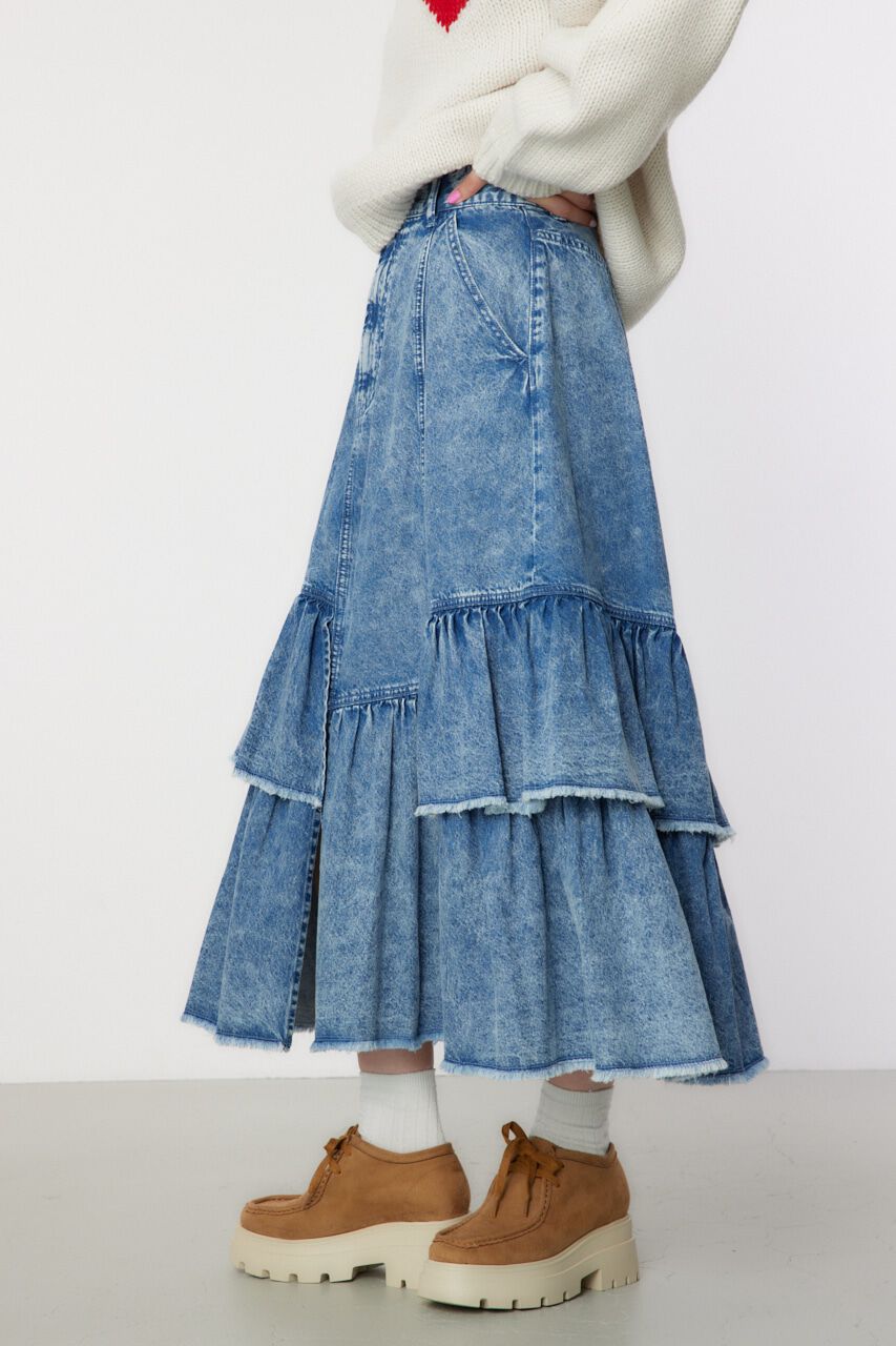 RODEO CROWNS「CHEMICAL DENIM TIERED SK」|スカート|