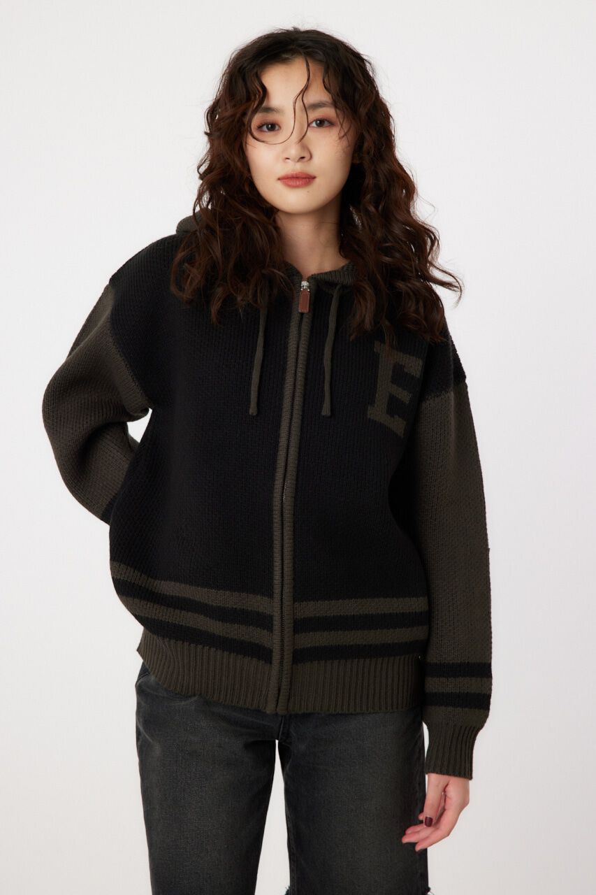 RODEO CROWNS「カレッジニットジップアップパーカー」|パーカー|柄BLK5