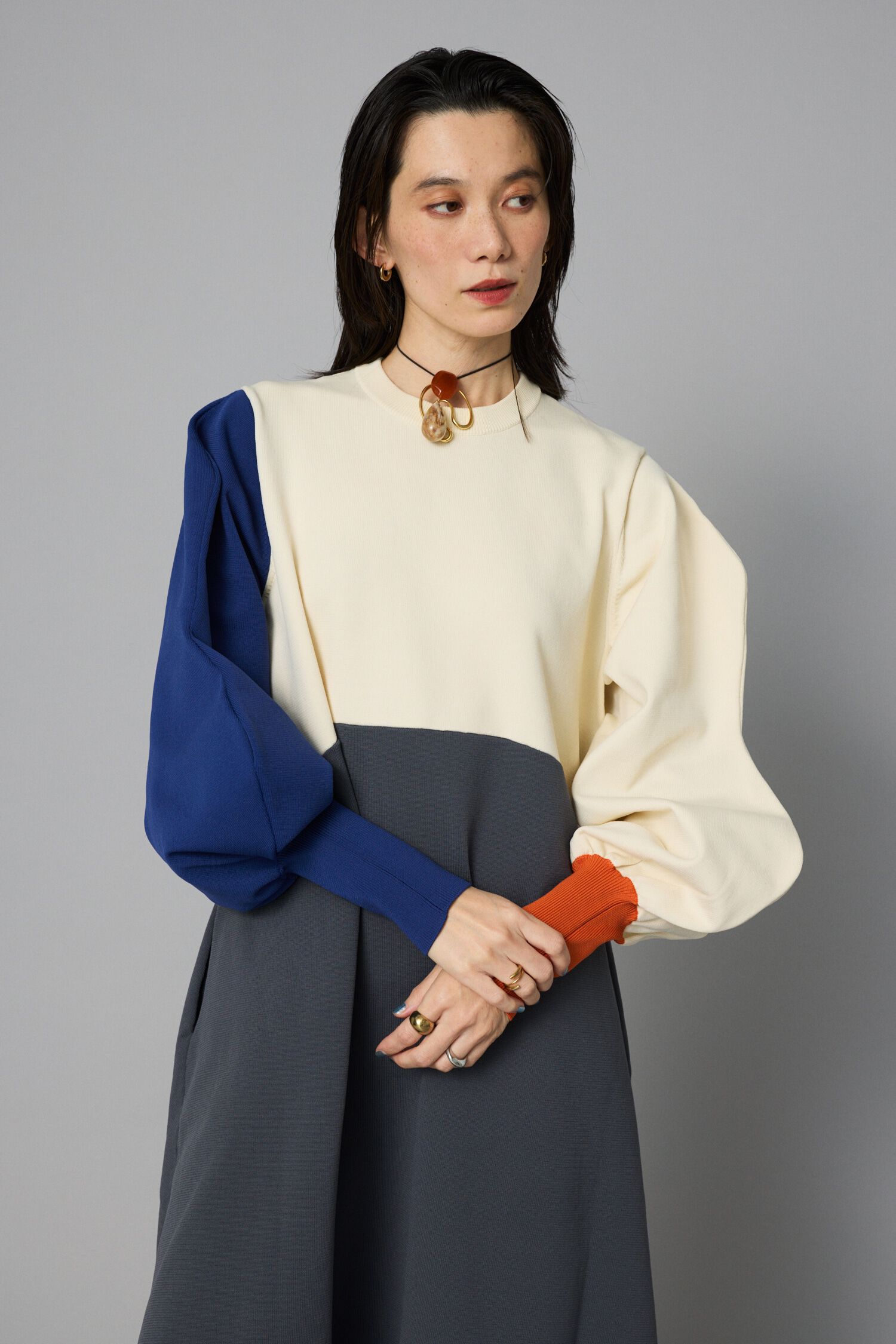 HeRIN.CYE「Mountain sleeve docking dress」|ワンピース|