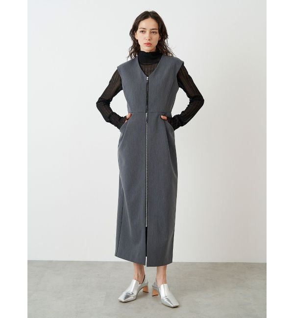 ELENDEEK「CENTER ZIP I-LINE OP」|ワンピース|グレー
