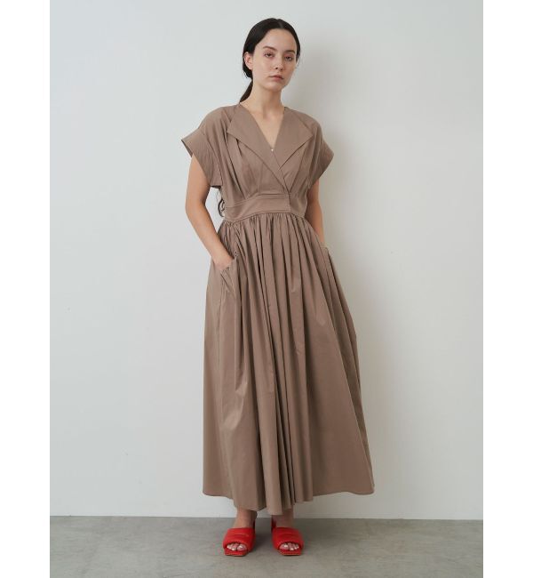 ELENDEEK「OPEN COLLAR SHIRT OP」|ワンピース|ベージュ