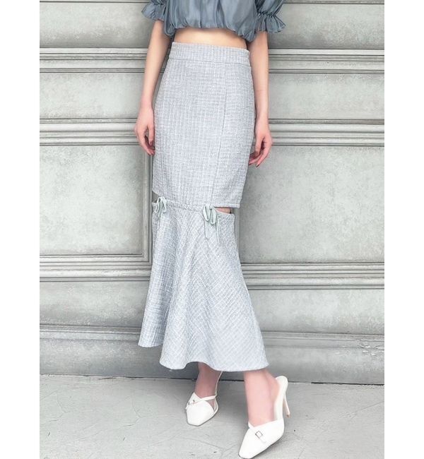 RESEXXY「カットアウトツイードマーメイドスカート」|スカート|グレー