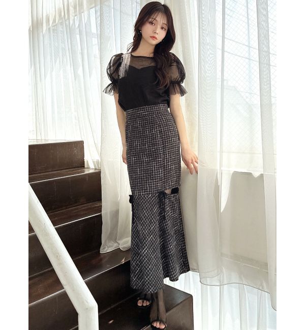 RESEXXY「カットアウトツイードマーメイドスカート」|スカート|