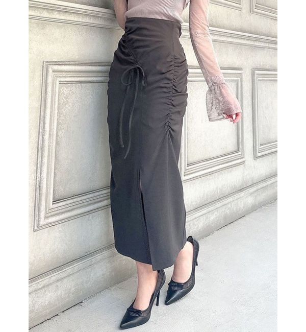 RESEXXY「ギャザーデザインタイトスカート」|スカート|チャコールグレー