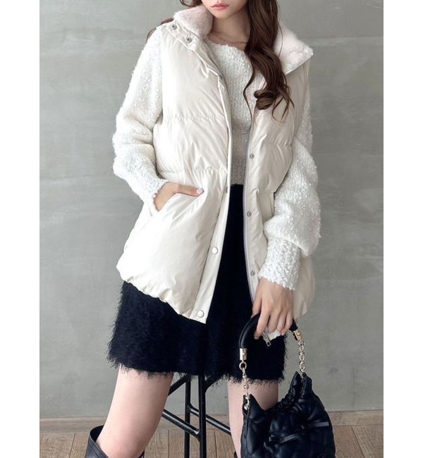 RESEXXY「ネックファーダウンベスト」|ダウンベスト・ベスト|ホワイト